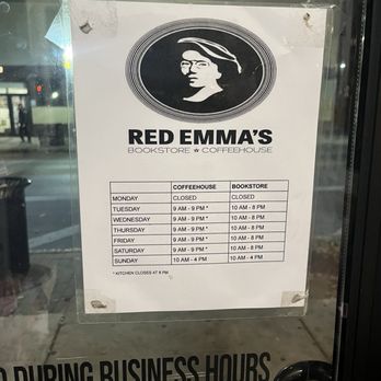 Red Emma's Bookstore Coffeehouse - Hours - Bookstores Near Me - Baltimore, Maryland Red Emma's Bookstore Coffeehouse - Hours - Bookstores Near Me - Baltimore, Maryland
