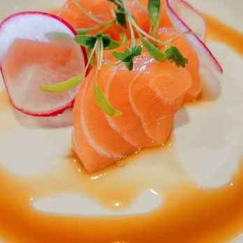 Naminohana - Salmon sashimi in truffle ponzu - Sushi Bars Near Me - Dallas, Texas Naminohana - Salmon sashimi in truffle ponzu - Sushi Bars Near Me - Dallas, Texas