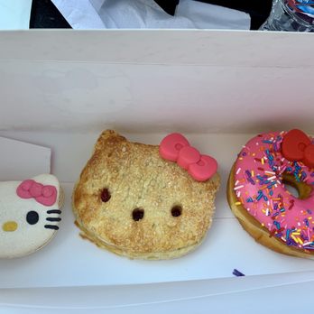 Hello Kitty Cafe - Hello Kitty macaron, Hello Kitty strawberry pastry, and the Hello Kitty donut. All three were pretty good. - Desserts Near Me - Las Vegas, Nevada Hello Kitty Cafe - Hello Kitty macaron, Hello Kitty strawberry pastry, and the Hello Kitty donut. All three were pretty good. - Desserts Near Me - Las Vegas, Nevada