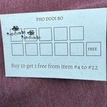 Pho Duoi Bo - Just like boba stamp card - Vietnamese Near Me - San Jose, California Pho Duoi Bo - Just like boba stamp card - Vietnamese Near Me - San Jose, California