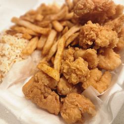 Manchu - Crowd Pleaser (fish and popcorn shrimp; added butterfly shrimp; fried rice; fries)