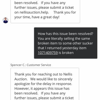 Nellis Auction - Their reply after my review and the back and forth. - Auction Houses Near Me - Phoenix, Arizona