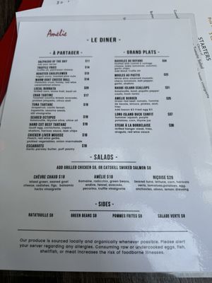 Menu photo 7 Amélie west village Restaurant, Bistro & Wine Bar New York, NY