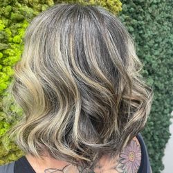 Inspire Salon - The perfect haircut as she gradually transitions to her natural hair color; by one of our senior stylists!