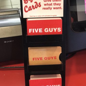 Five Guys - Gift cards on counter - Burgers Near Me - Sinking Spring, Pennsylvania Five Guys - Gift cards on counter - Burgers Near Me - Sinking Spring, Pennsylvania