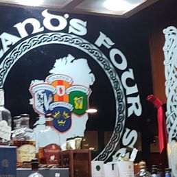 Cool Four Provinces mirror behind the bar.