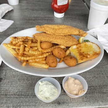Fish On Fire - Catfish dinner with fries & hush puppies - Seafood Near Me - Orlando, Florida Fish On Fire - Catfish dinner with fries & hush puppies - Seafood Near Me - Orlando, Florida