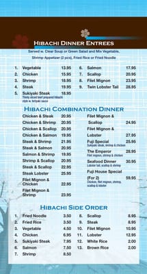 Menu photo 6 Fuji Hibachi Bennington, VT