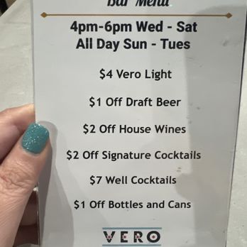 Vero Chicago Pizza - Happy hour menu ( booze) - Pizza Near Me - Mesa, Arizona