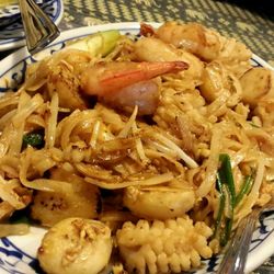 Mango Salad - Seafood pad thai! Look at those prawns and squid. The fish balls stuck out like a sore thumb though