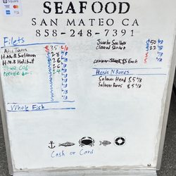 Dragon Baby Seafood Menu late in the day at the Divisadero Farmers Market San Francisco