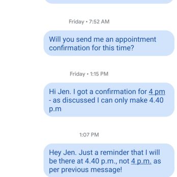 Hair by JW - Trying to confirm the date and the time for my rescheduled appt - no response and 3 hours before the appt find out it is also cancelled. - Hair Stylists Near Me - Santa Clara, California