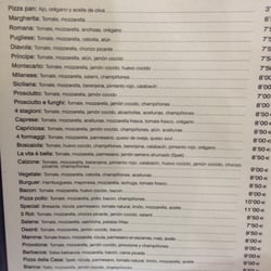 La Vita E Bella - Carta pizzas