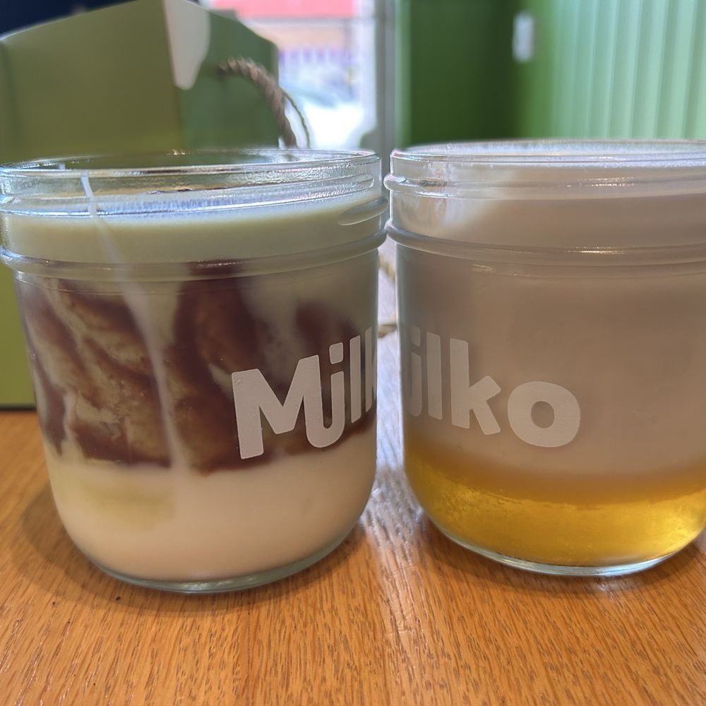 Milko Coconut Dessert - Matcha red bean mochi and jasmine tea - Desserts Near Me - Richmond, British Columbia Milko Coconut Dessert - Matcha red bean mochi and jasmine tea - Desserts Near Me - Richmond, British Columbia