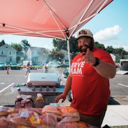 Two Rivers Church - Kris is feeding anyone who drops by on Serve Day.