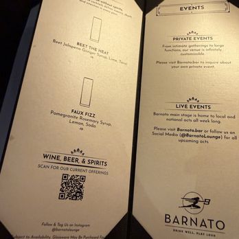 Barnato - Menu - Cocktail Bars Near Me - Omaha, Nebraska