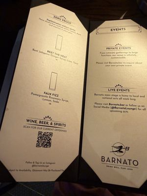 Menu photo 1 Barnato Omaha, NE