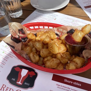 Red Cow St. Paul - Wisconsin cheese curds: beer battered cheese curds, with triple berry ketchup, - Burgers Near Me - St Paul, Minnesota Red Cow St. Paul - Wisconsin cheese curds: beer battered cheese curds, with triple berry ketchup, - Burgers Near Me - St Paul, Minnesota