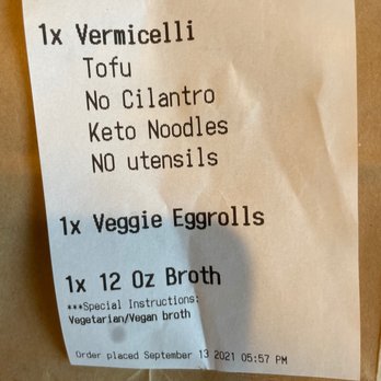 Vinason Pho Kitchen - Kent - My order for #meatlessmonday - Vietnamese Near Me - Kent, Washington