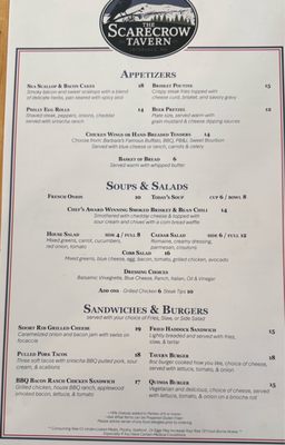 Menu photo 1 The Scarecrow Tavern Bartlett, NH