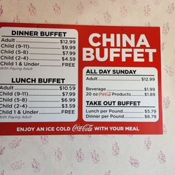 China Buffet - Prices are very good