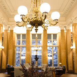 The Athenaeum of Philadelphia - The Reading Room at night, arranged for a member event.