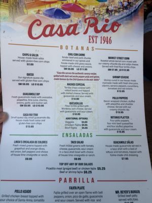 Menu photo 1 Casa Rio San Antonio, TX