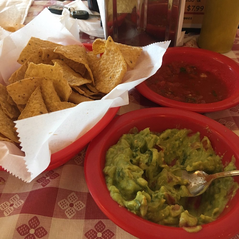 Chips, salsa, guacamole. Chips, salsa, guacamole.