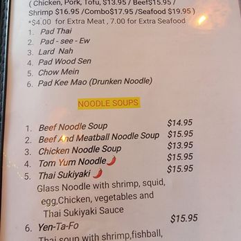 Sun's Thai Food - Menu - Thai Near Me - Las Vegas, Nevada