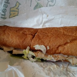 Turkey footlong with provolone cheese on wheat bread