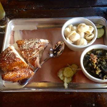 Pig In a Pickle - 1/4 Slow Cooked Chicken, White Mac and Cheese and Hot Collards. Yum. - Barbeque Near Me - Corte Madera, California