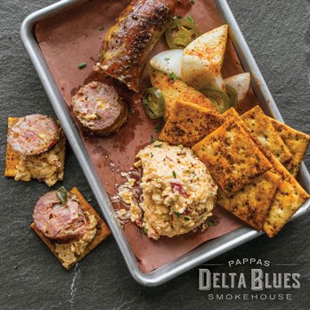Pappas Delta Blues Smokehouse - VICKY'S HOMEMADE PIMENTO CHEESE with grilled jalapeño & cheddar sausage & East Texas crackers - Smokehouse Near Me - Webster, Texas Pappas Delta Blues Smokehouse - VICKY'S HOMEMADE PIMENTO CHEESE with grilled jalapeño & cheddar sausage & East Texas crackers - Smokehouse Near Me - Webster, Texas