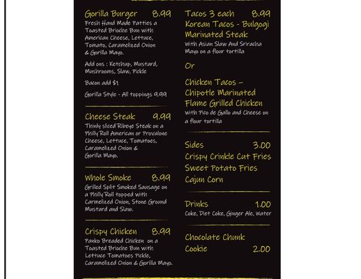 Menu photo 2 BurGorilla Manassas, VA