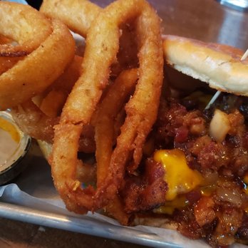 Player 2 - Onion rings & terminator 2 burger. - Bars Near Me - Green Bay, Wisconsin