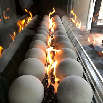 AMS Fireplace - Flare Linear Fireplace with Fire Balls - Fireplace Services Near Me - Carlsbad, California