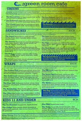 Menu photo 1 Green Room Cafe Cocoa Beach, FL
