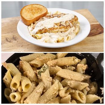 Cheddar's Scratch Kitchen - The advertised meal vs. what I received. Note the bits of broccoli and pinkish seasoning in the sauce. - American Near Me - Pooler, Georgia