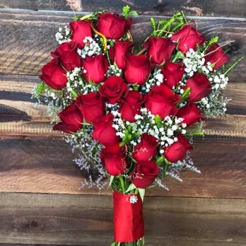 Blue Petals - Red Rose's heart bouquet. - Floral Designers Near Me - Hesperia, California Blue Petals - Red Rose's heart bouquet. - Floral Designers Near Me - Hesperia, California