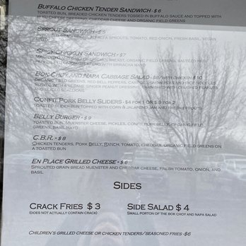 En Place - Menu, it is probably hard to read, but I tried - Food Trucks Near Me