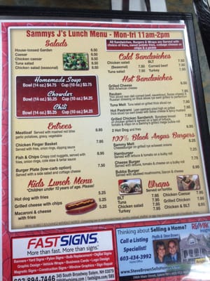 Menu photo 8 Sammy J's Salem, NH