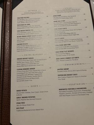 Menu photo 5 Prime Steakhouse at Harris Ranch Coalinga, CA