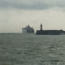 West Beach - The transmarche ferry going past the break water