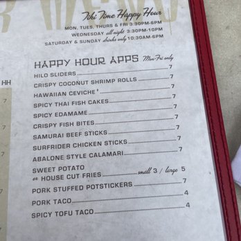 Hula's Modern Tiki - Happy hour menu - Hawaiian Near Me - Phoenix, Arizona