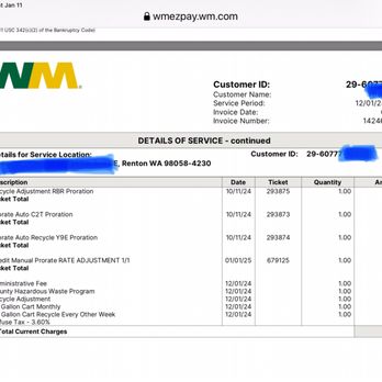 Waste Management - Seattle - My bill for service in Renton Fairwood 98058. - Junk Removal & Hauling Near Me - Seattle, Washington Waste Management - Seattle - My bill for service in Renton Fairwood 98058. - Junk Removal & Hauling Near Me - Seattle, Washington