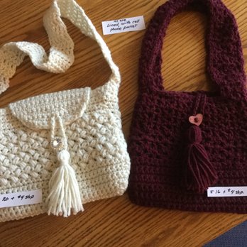 Craftmakers' Cabin - Hand Crocheted Lined Handbags with Cell Phone pocket - Home Decor Near Me - Harrisville, Michigan Craftmakers' Cabin - Hand Crocheted Lined Handbags with Cell Phone pocket - Home Decor Near Me - Harrisville, Michigan