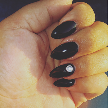 Pamper Nails & Spa - $37 Black Gel Almond with Diamond. Medium Length. - Nail Salons Near Me - Pomona, California Pamper Nails & Spa - $37 Black Gel Almond with Diamond. Medium Length. - Nail Salons Near Me - Pomona, California