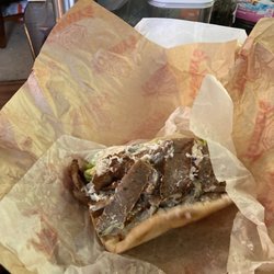 Tommy's Red Hots - Gyros with sauce & lettuce. Yum!