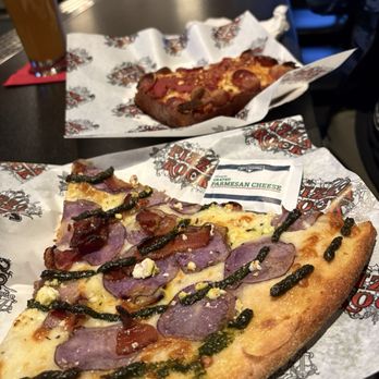 Pizza Rock - Purple Haze and Rosario - Pizza Near Me - Las Vegas, Nevada