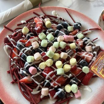 Chocolate Bar and Grill - Red velvet pancake spaghetti - Pancakes Near Me - Myrtle Beach, South Carolina Chocolate Bar and Grill - Red velvet pancake spaghetti - Pancakes Near Me - Myrtle Beach, South Carolina