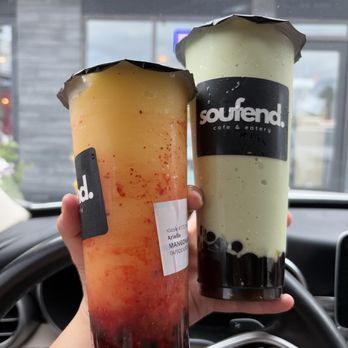 Soufend Cafe & Eatery - Mangonada slush and avocado smoothie - Cafes Near Me - Seattle, Washington